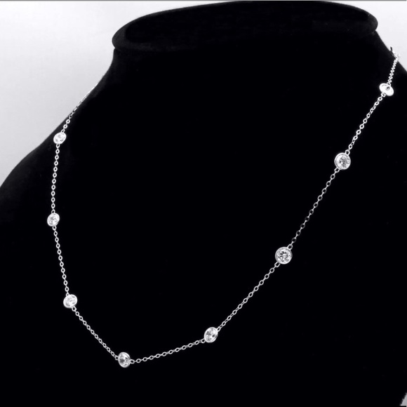 Jewelry 4ct Bezel Station Necklace In Sterling Silver Poshmark
